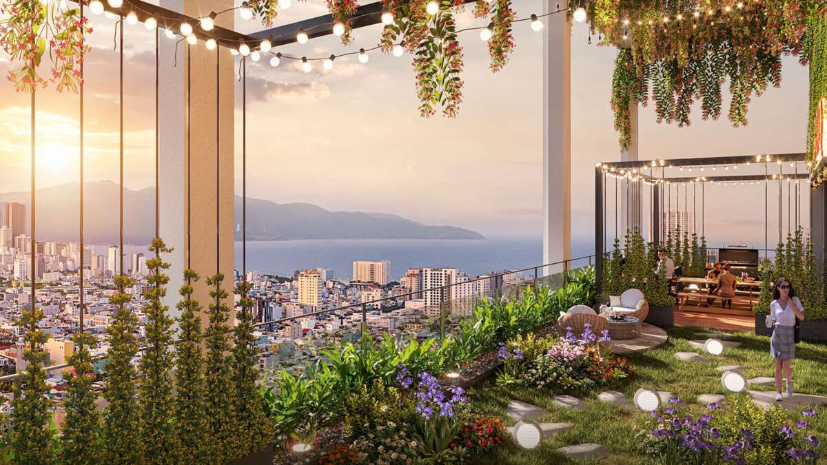 Anh tien ich Vuon tren khong tai Can ho Sun Cosmo Residence Da Nang