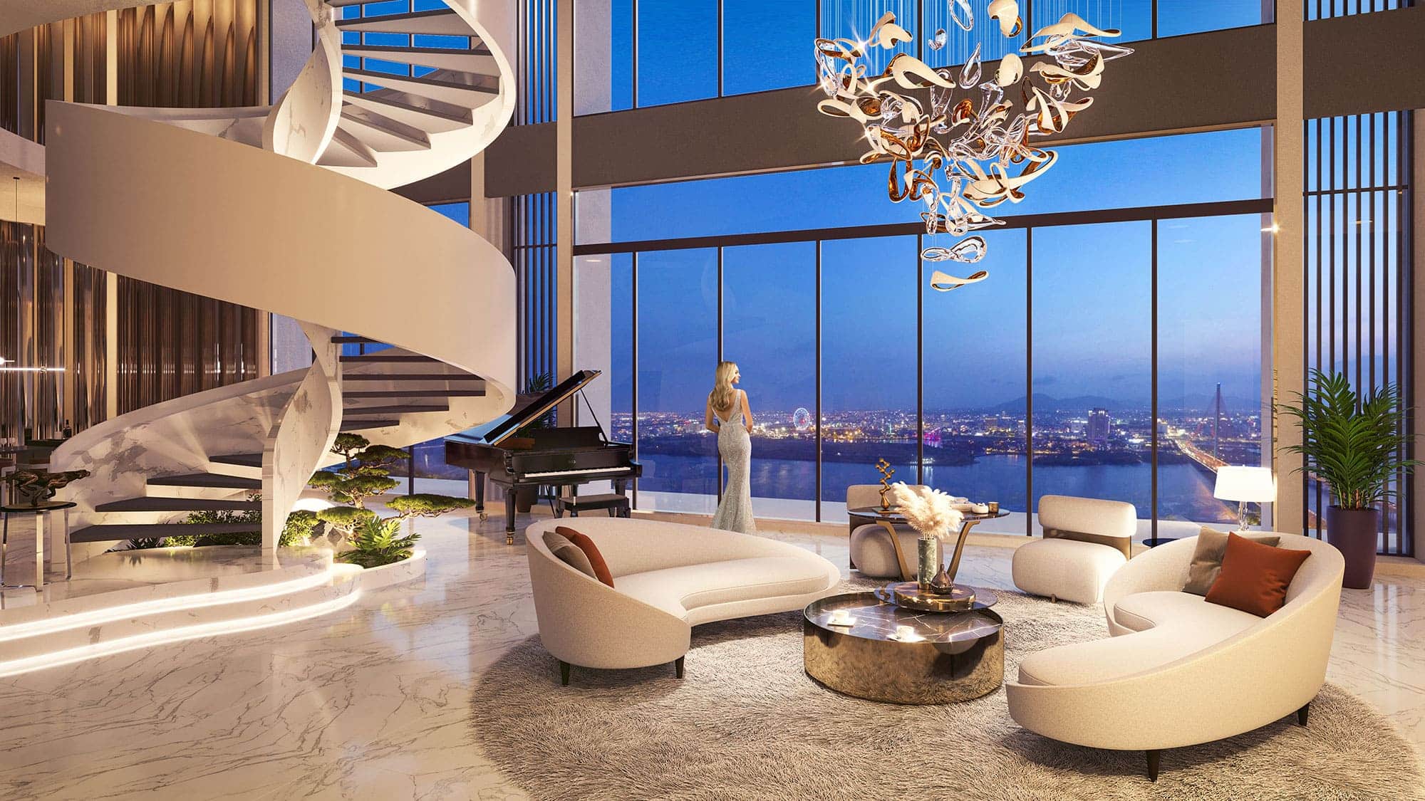 Hình ảnh phối cảnh nội thất căn hộ Sun Cosmo Residence Đà Nẵng được phát triển bởi Sun Group