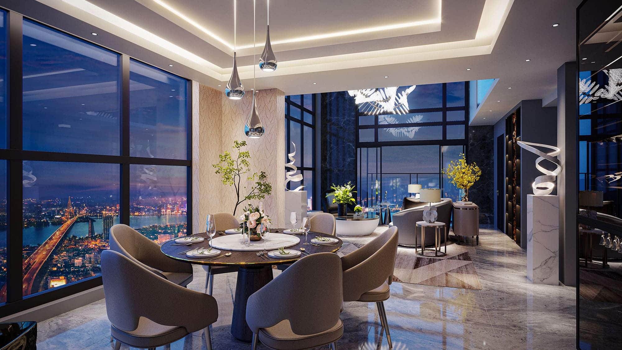 Hình ảnh phối cảnh nội thất căn hộ Sun Cosmo Residence Đà Nẵng được phát triển bởi Sun Group