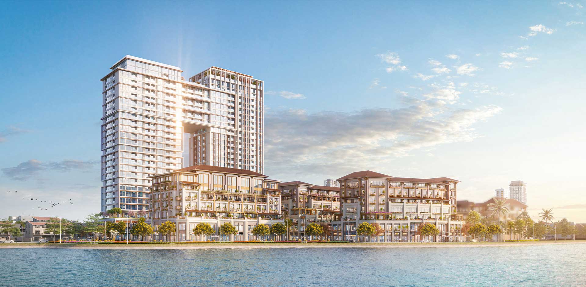 Phối cảnh góc nhìn Sun Ponte Residence từ Sông Hàn