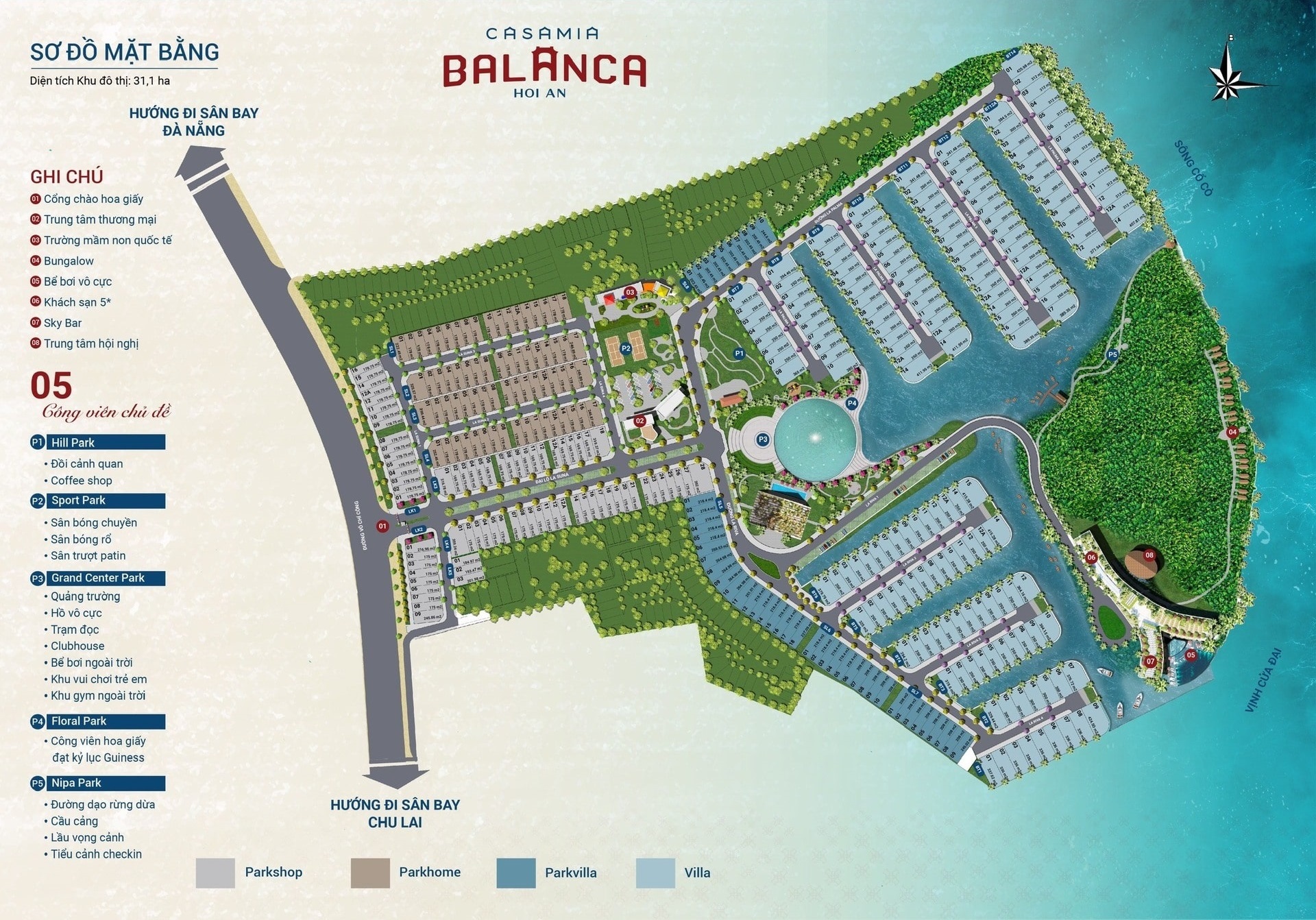 Sơ đồ phân lô Nhà phố và Villa Biệt thự Casamia Balanca Cồn Tiến Hội An