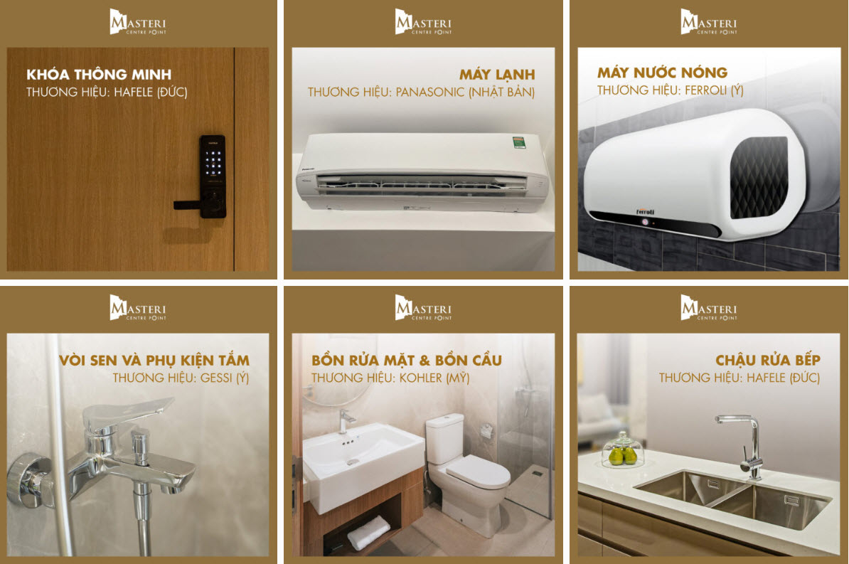 Tiêu chuẩn căn hộ, nội thất, vật liệu bàn giao Căn Hộ Masterise Homes Đà Nẵng (Masteri Rivera) 2 Thiết bị nội thất bàn giao tại các dự án Căn hộ Masterise Homes đã triển khai