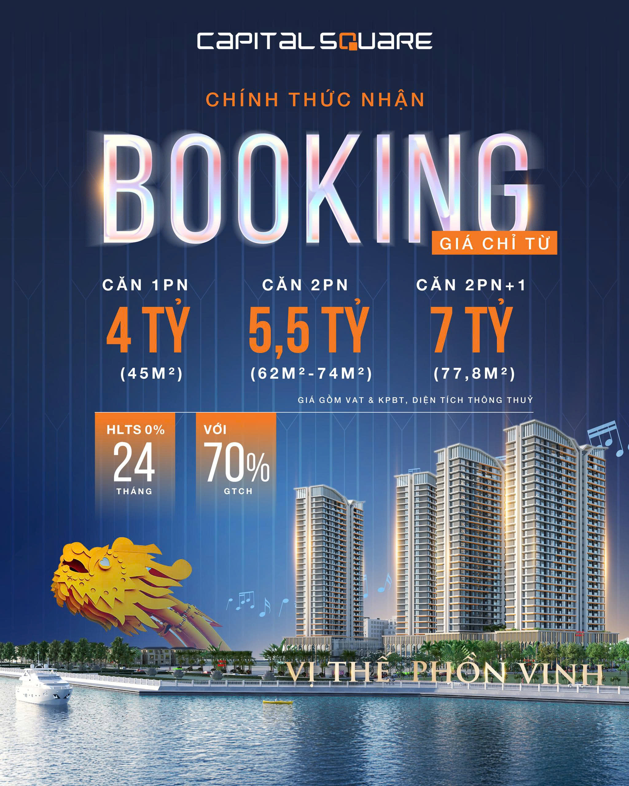Capital Square Đà Nẵng “City in City” bên sông Hàn với hơn 88+ tiện ích 3 Booking Capital Square