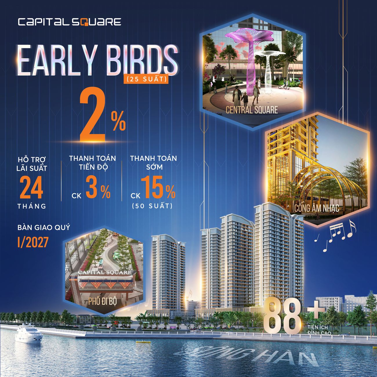 Capital Square Đà Nẵng “City in City” bên sông Hàn với hơn 88+ tiện ích 2 Chính sách bán hàng Capital Square