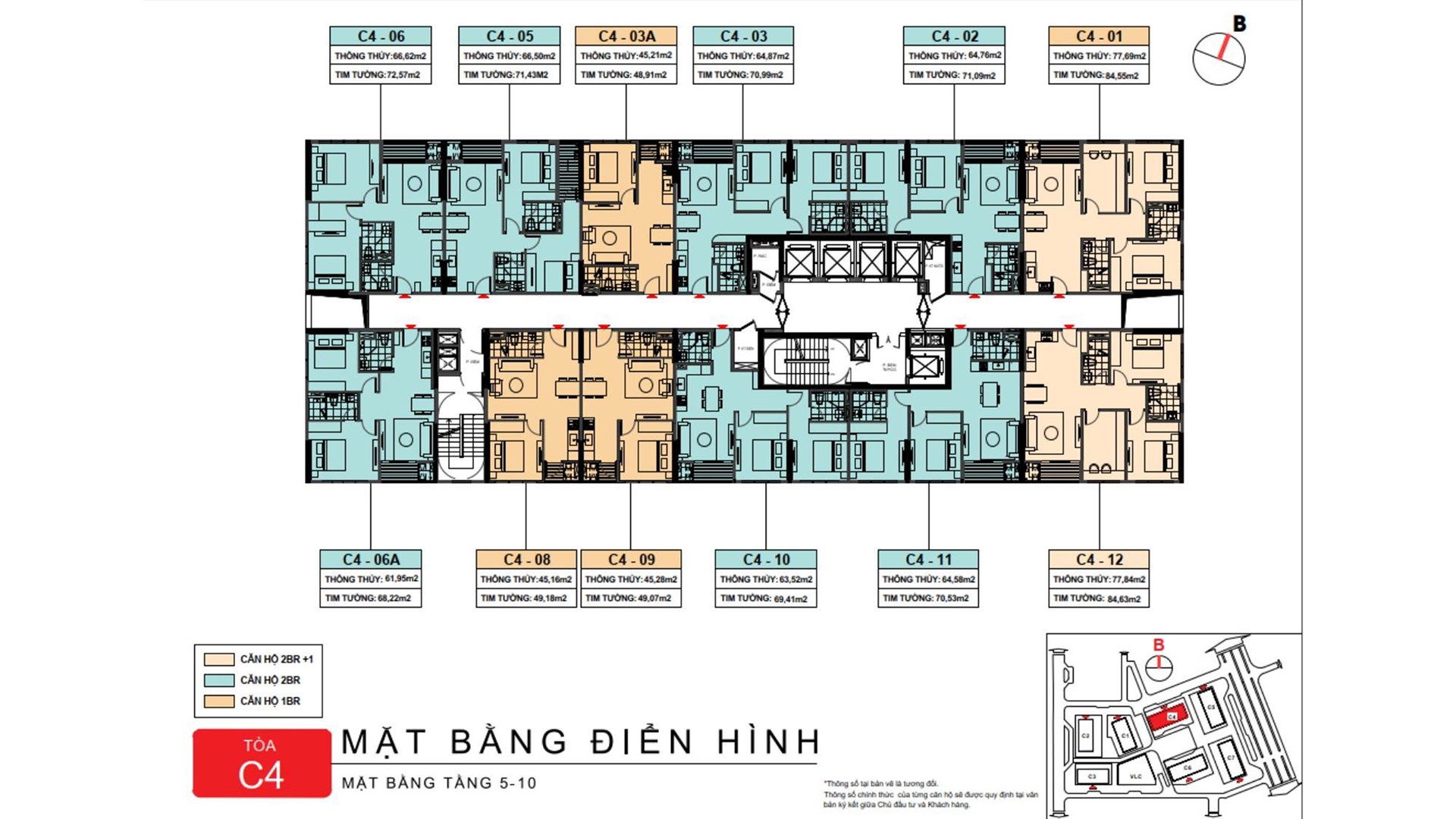 Capital State Đà Nẵng phân khu CS2 tại BRG Capital Square Đà Nẵng 2 Mặt bằng tầng căn hộ Capital Square Đà Nẵng phân khu Capital State 2.4 C4(Capital Square 2 - CS2)