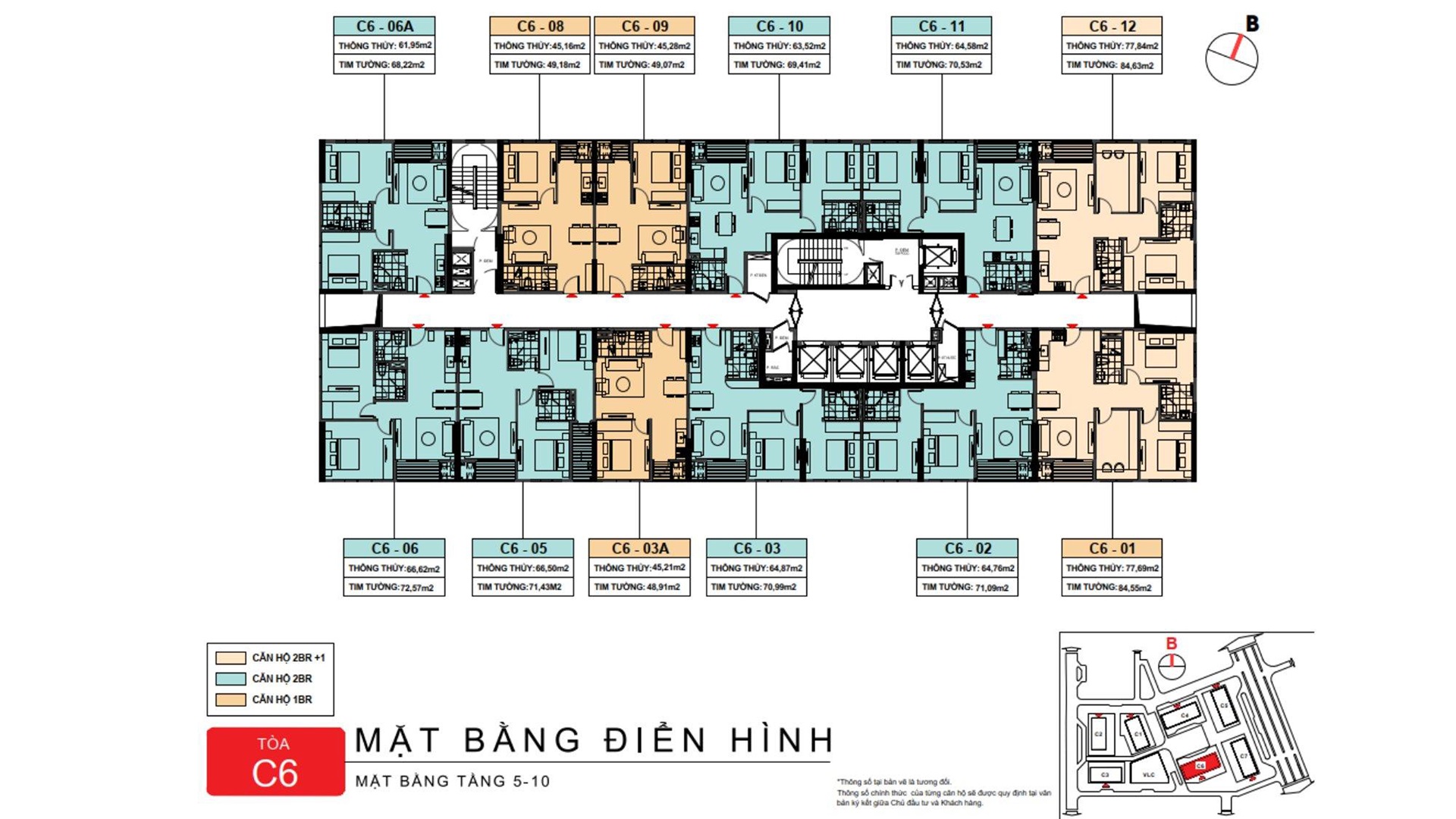 Capital State Đà Nẵng phân khu CS2 tại BRG Capital Square Đà Nẵng 3 Mặt bằng tầng căn hộ Capital Square Đà Nẵng phân khu Capital State tòa 2.6 C6 (Capital Square 2 - CS2)