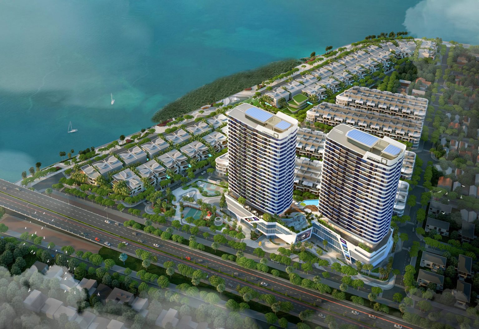 Phối cảnh căn hộ The Alita Riverside Đà Nẵng với 2 tòa căn hộ cao caaop bên Sông Hàn