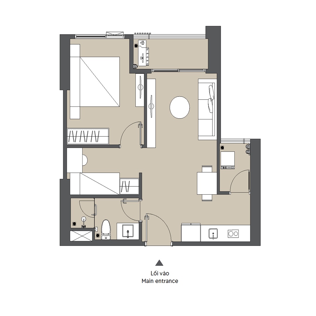 Trang chủ 38 Layout Căn hộ Masteri Rivera Đà Nẵng loại 1 phòng ngủ cộng