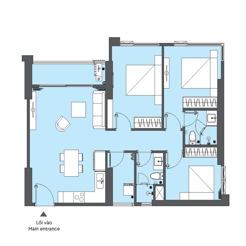 Trang chủ 40 Layout Căn hộ Masteri Rivera Đà Nẵng loại 3 phòng ngủ cộng