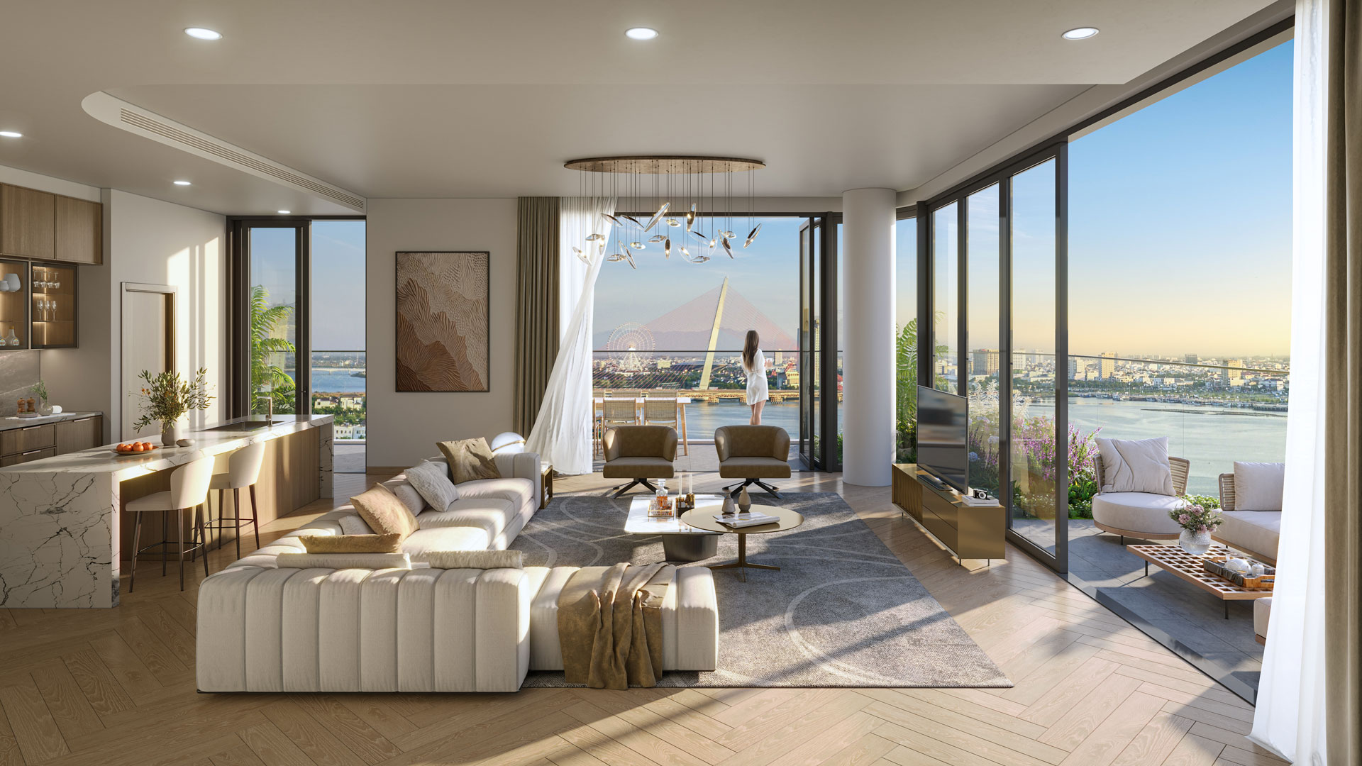 Phối cảnh Penthouse The Legend Đà Nẵng tầng cao